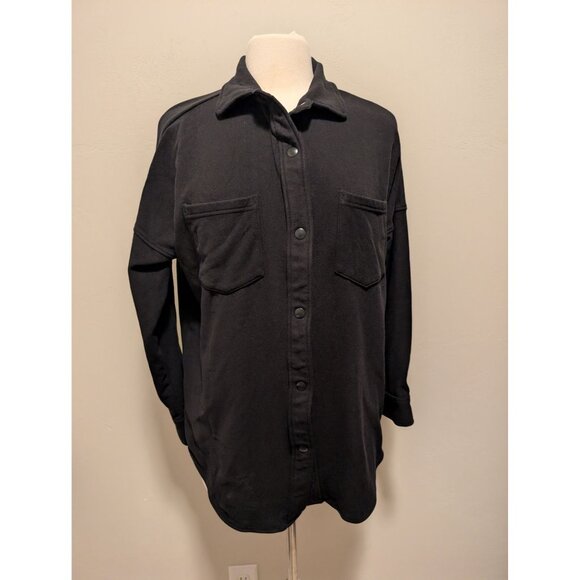 Mondetta Black Cozy Button-Up Long-Sleeve Shacket L - Picture 1 of 4
